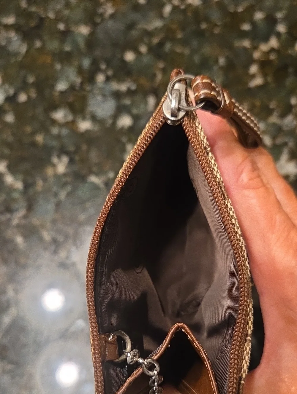 Coach Brown Signature Canvas Card Case with Key Ring